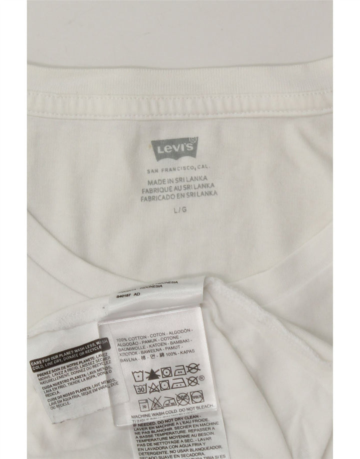 LEVI'S Mens Graphic T-Shirt Top Large White Cotton Vintage Levi's and Second-Hand Levi's from Messina Hembry 