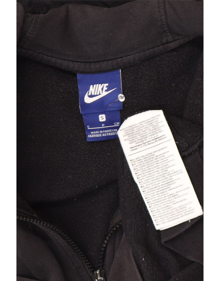 Felpa con cappuccio e zip Nike da uomo piccola in cotone nero