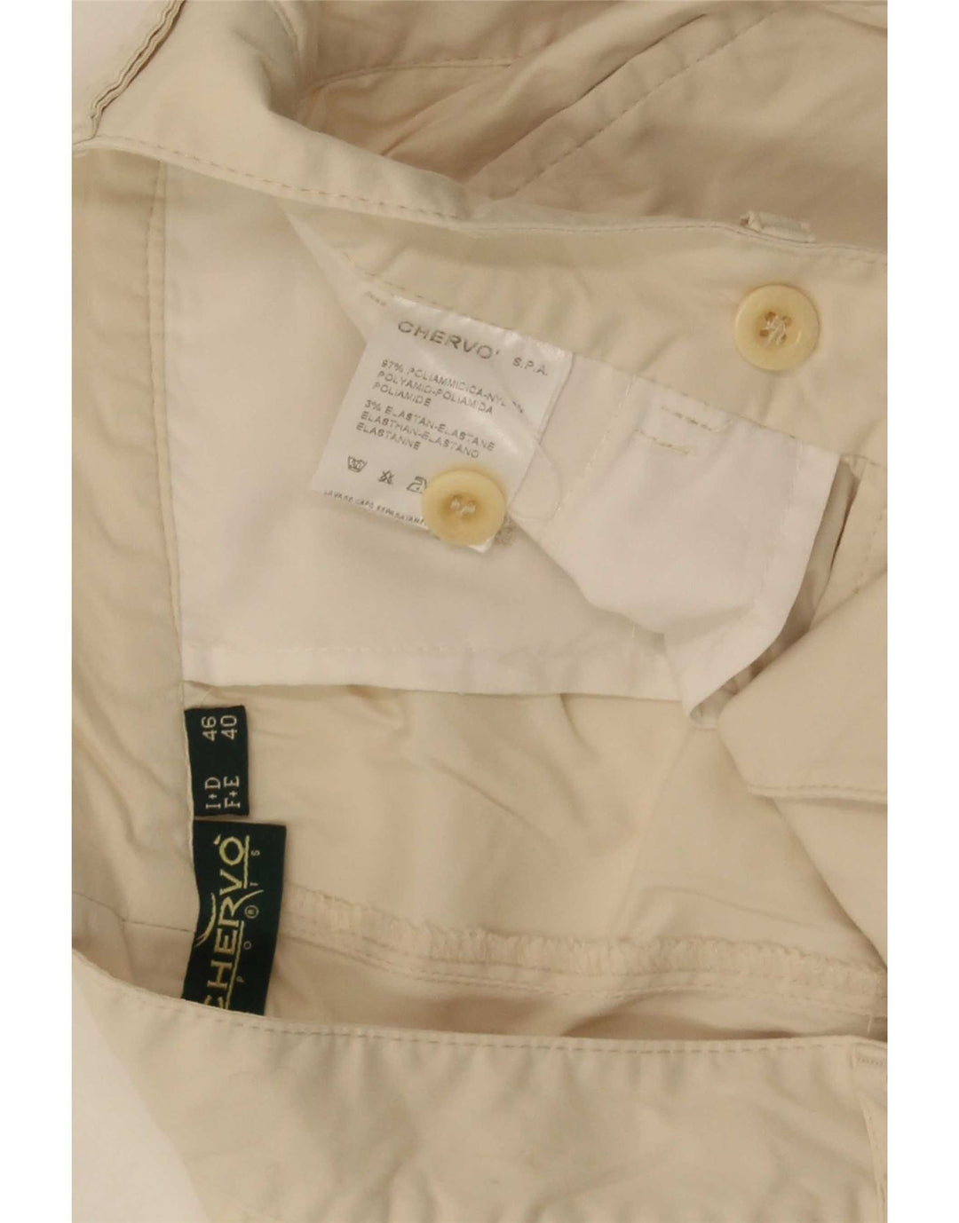 Pantaloncini chino con pegging da uomo Chervo IT 46 Small W36 Off White Poliammide