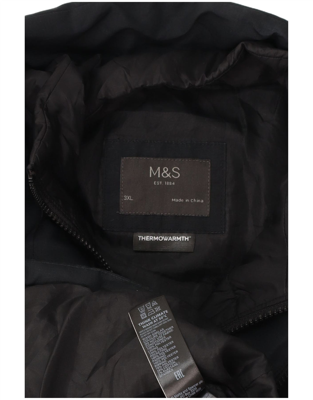 Giacca imbottita da uomo Marks & Spencer UK 46 3XL poliestere nero