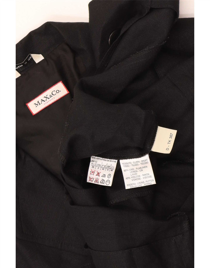 Max & Co. Giacca blazer da donna a maniche corte a 3 bottoni UK 10 piccola nera