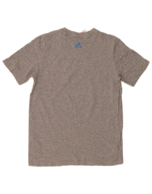 T-shirt grafica da ragazzo Adidas Top 11-12 anni in cotone grigio