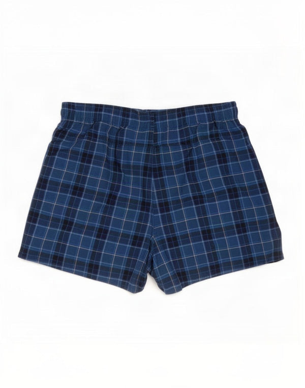 Pantaloncini da bagno da uomo Adidas grandi in poliestere a quadri blu navy