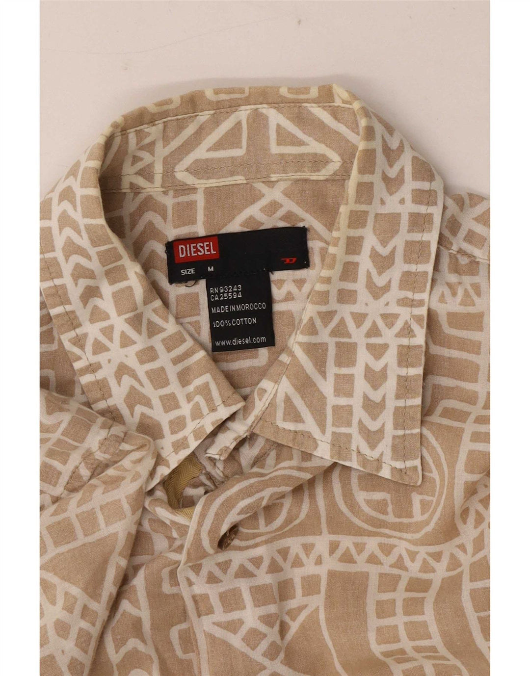 Camicia a maniche corte da uomo Diesel in cotone geometrico beige medio