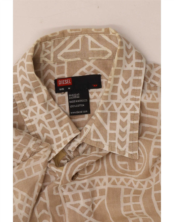 Camicia a maniche corte da uomo Diesel in cotone geometrico beige medio
