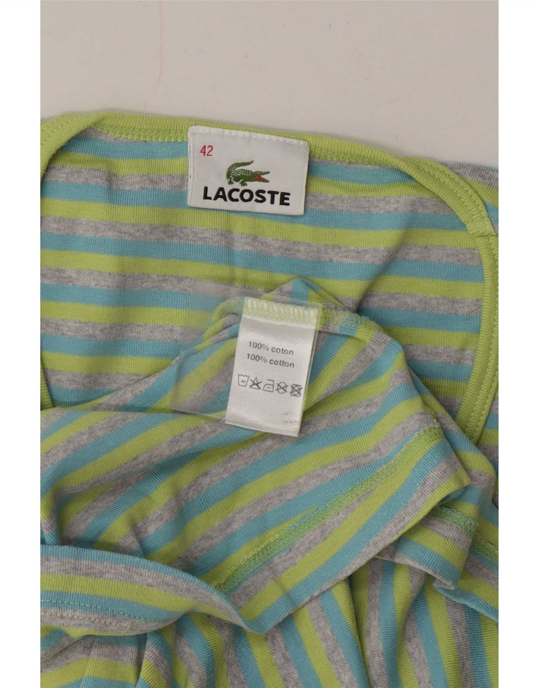 T-shirt da donna Lacoste taglia 42 grande in cotone a righe blu