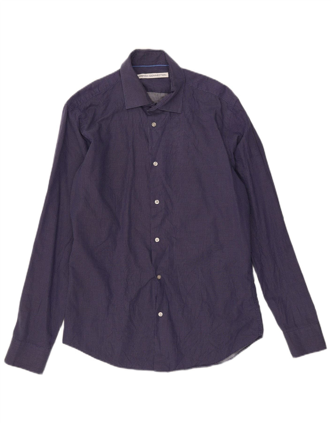 Camicia da uomo French Connection taglia 15 1/2 cotone geometrico blu navy medio