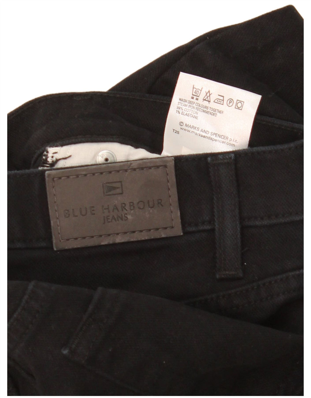 Jeans dritti da uomo Marks & Spencer blu Harbour W36 L29 cotone nero