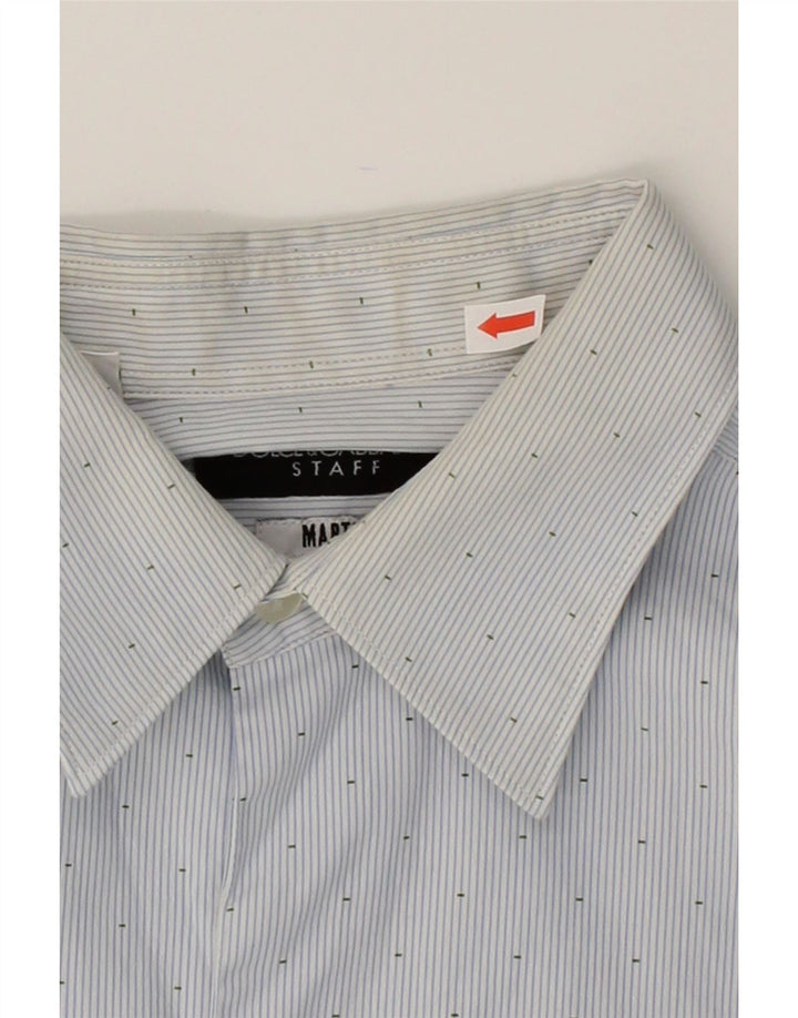 DOLCE & GABBANA Mens Shirt Size 15 1/2 39 Medium Blue Pinstripe Cotton Vintage Dolce & Gabbana and Second-Hand Dolce & Gabbana from Messina Hembry 