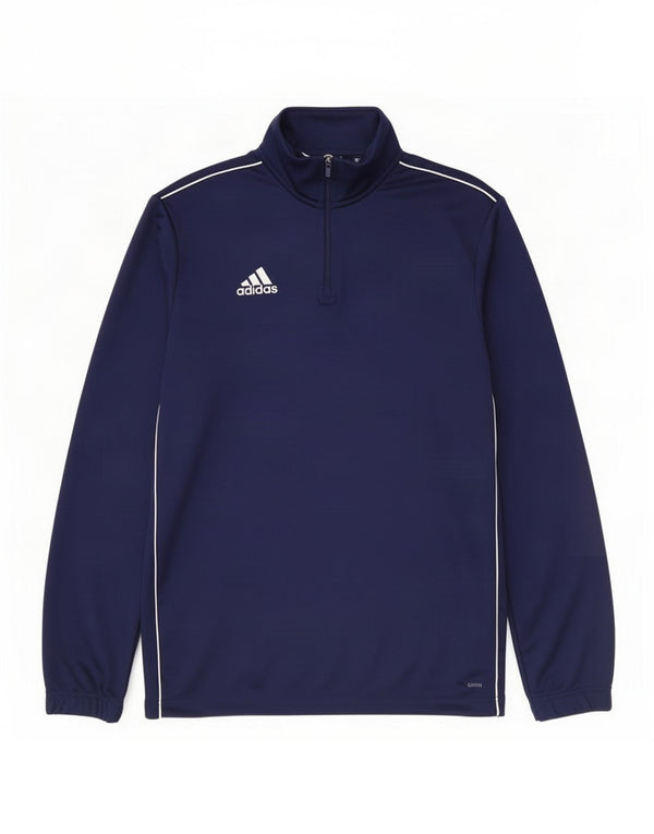 Adidas Uomo Climalite Zip Neck Pullover Tuta Top Large Blu Navy