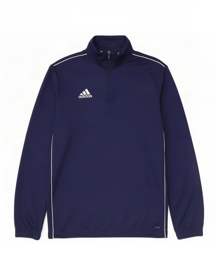 Adidas Uomo Climalite Zip Neck Pullover Tuta Top Large Blu Navy
