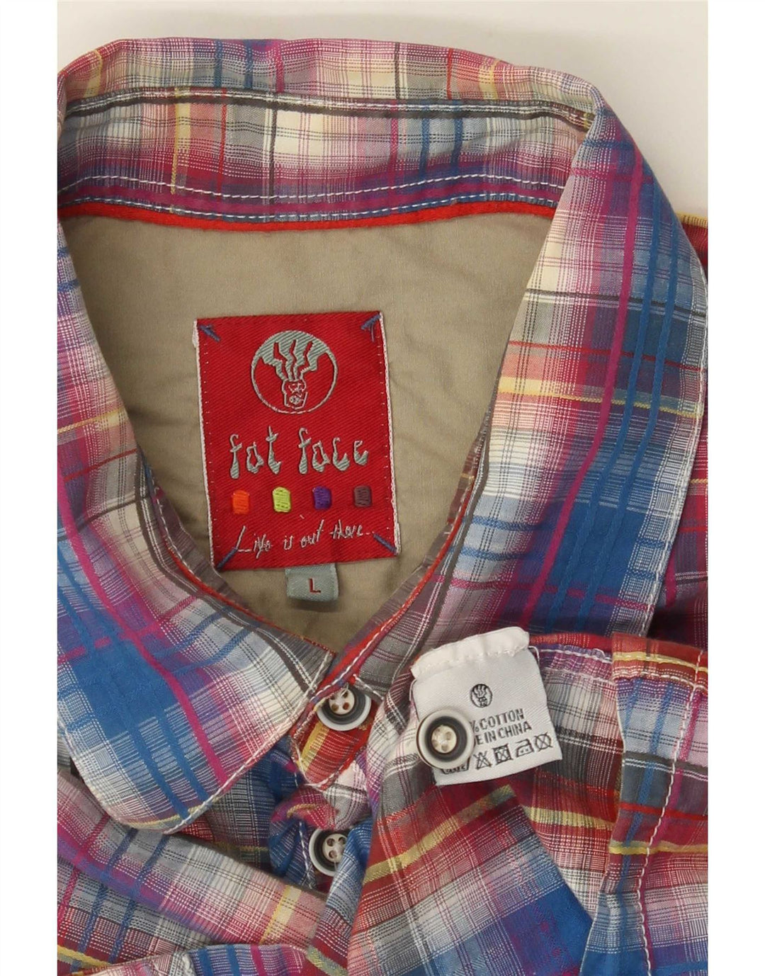 Camicia a maniche corte da uomo Fat Face, cotone a quadri blu grandi