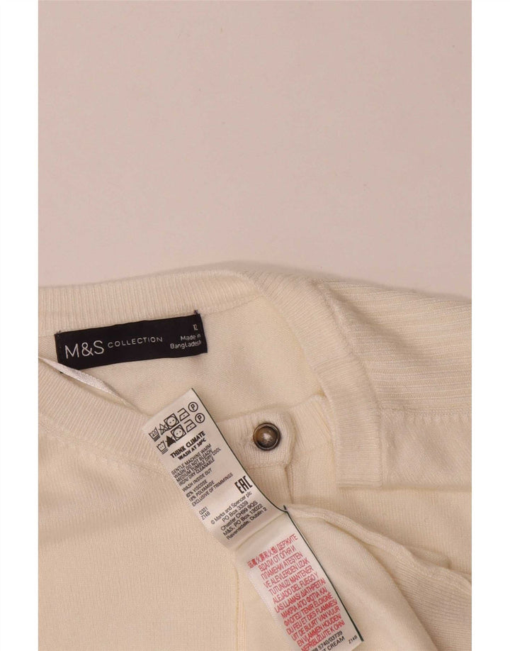 Maglione cardigan da donna Marks & Spencer UK 12 Viscosa bianco sporco medio
