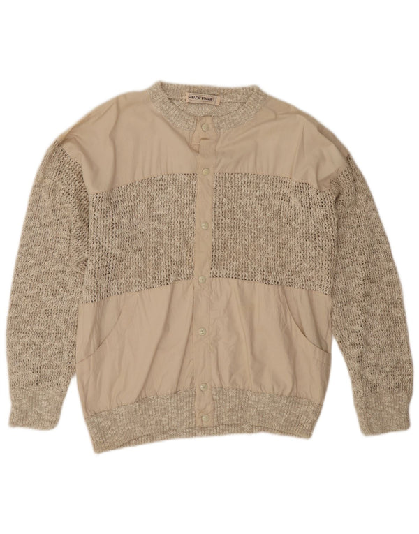 Maglione cardigan da uomo vintage in cotone beige medio