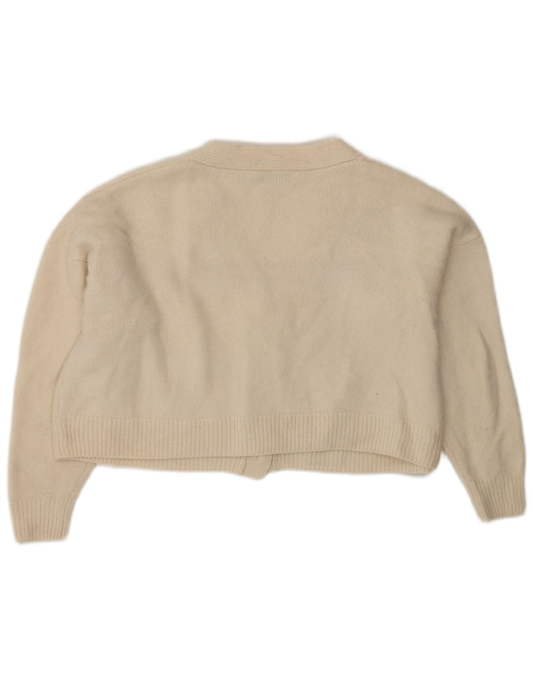 Maglione cardigan oversize corto da donna Zara UK 10 piccolo in lana beige