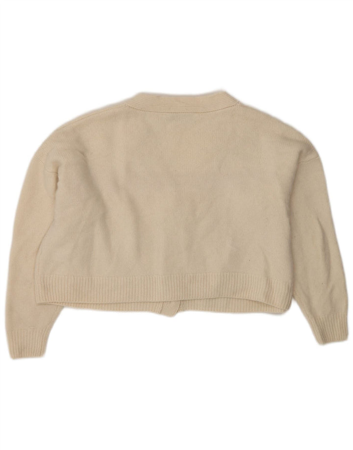 Maglione cardigan oversize corto da donna Zara UK 10 piccolo in lana beige