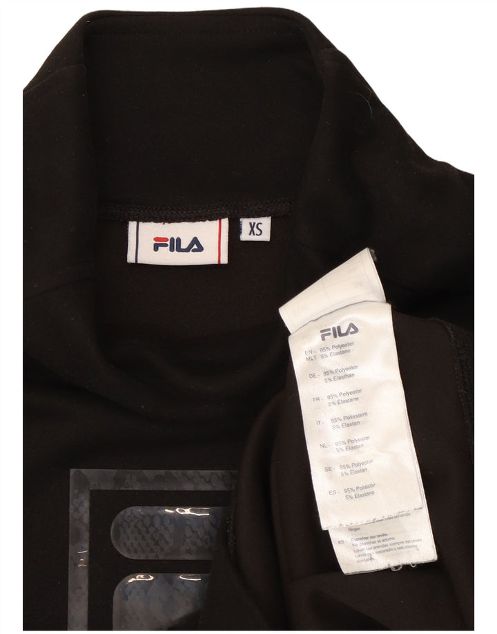 Fila da donna crop top grafico oversize manica lunga UK 6 XS poliestere nero