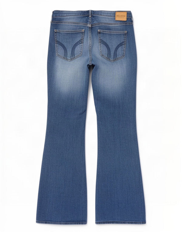 Jeans Bootcut Hollister da donna a vita bassa US 13 Large W31 L32 cotone blu