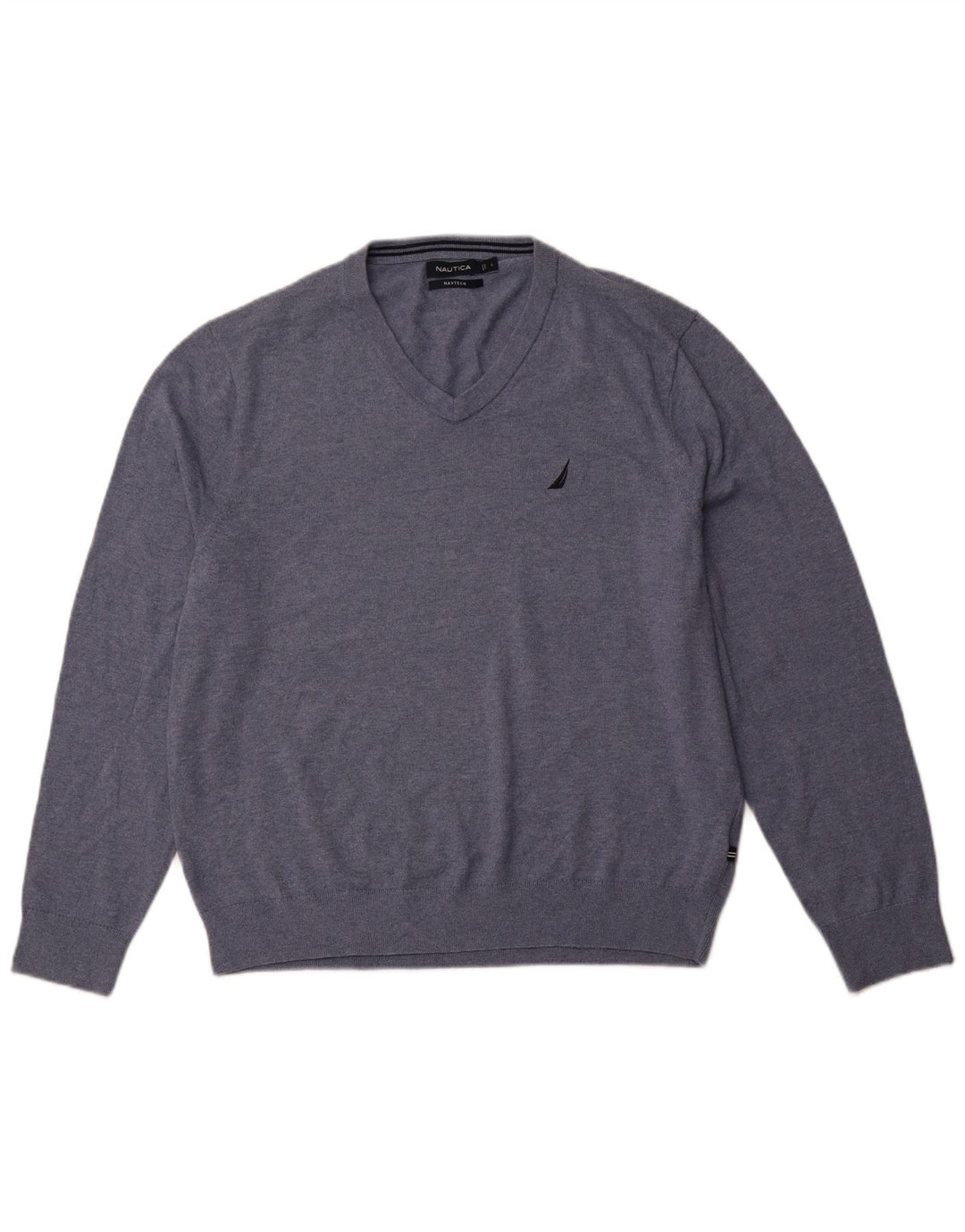 NAUTICA Maglione da uomo con scollo a V Navtech grande cotone blu