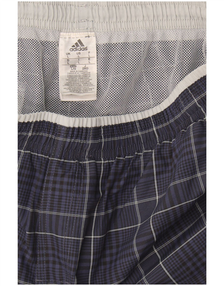Pantaloncini sportivi Adidas da uomo grandi in poliammide a quadri blu navy