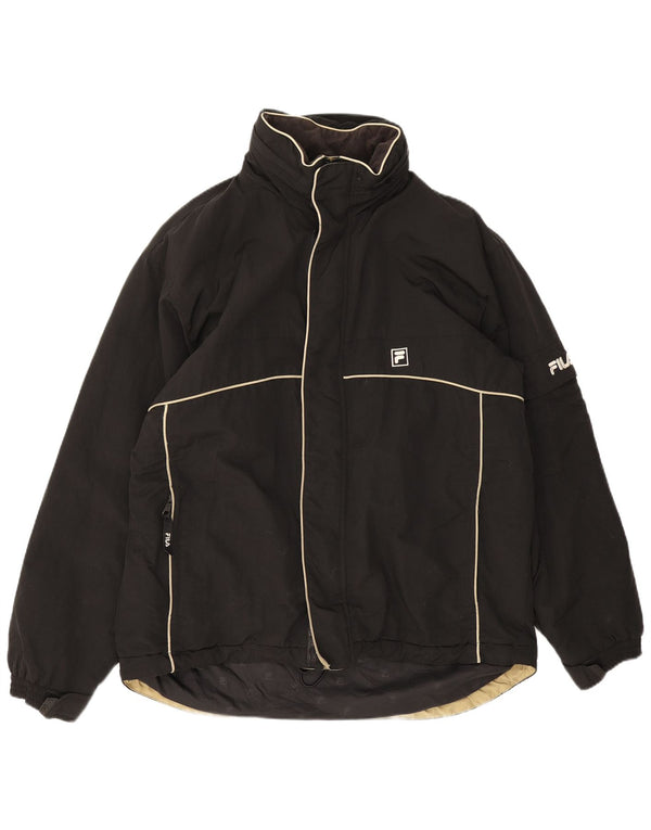 Giacca imbottita con cappuccio da uomo Fila UK 40 Large nera in poliammide