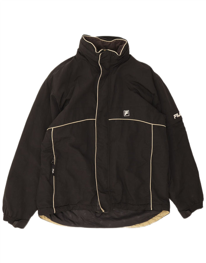 Giacca imbottita con cappuccio da uomo Fila UK 40 Large nera in poliammide
