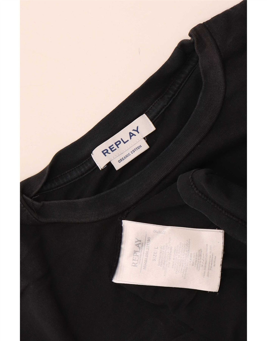 T-shirt grafica da uomo Replay Top grande in cotone nero