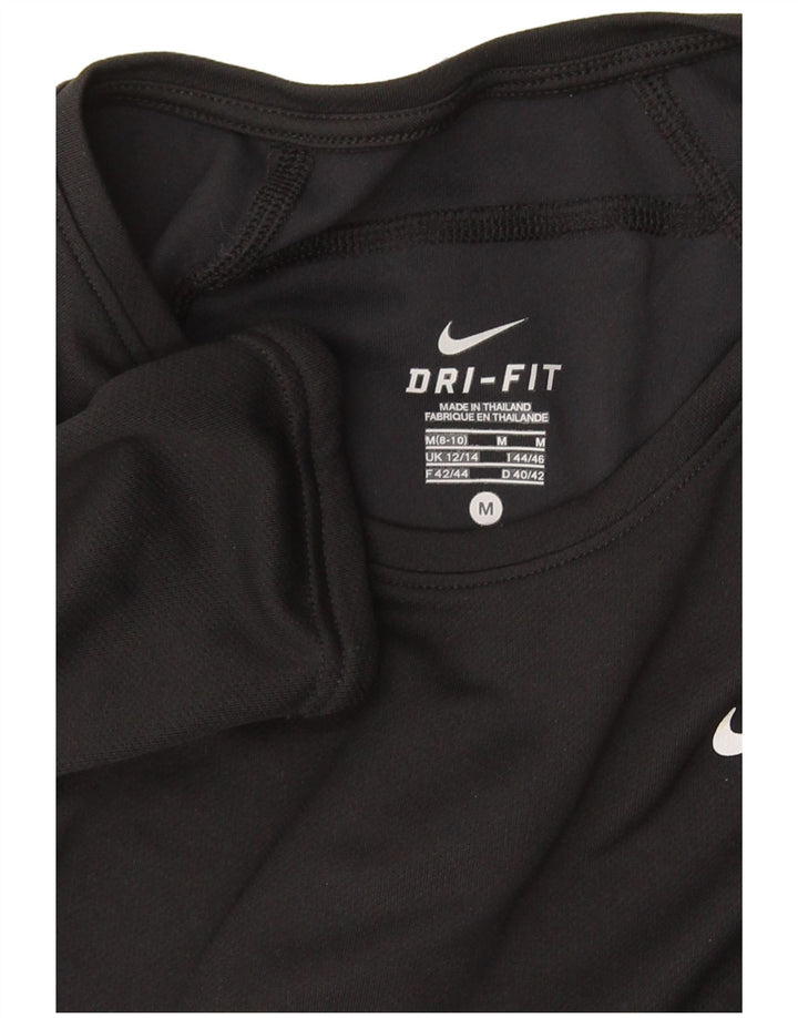 Top Nike Dri Fit da donna a maniche lunghe UK 12/14 Medium Black Colourblock