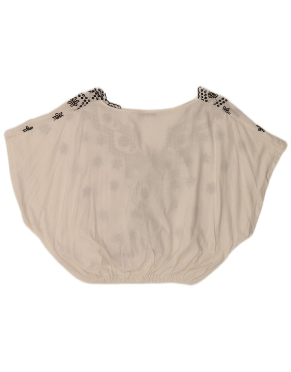 Top in camicetta a pipistrello da donna Zara UK 10 piccolo cotone floreale bianco