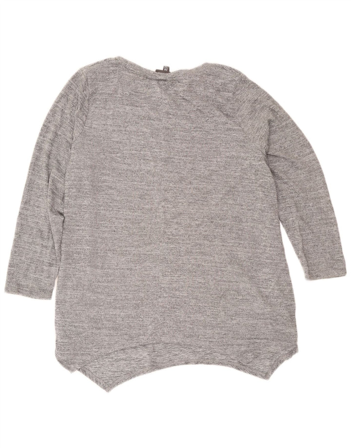 Top tunica autografata da donna Marks & Spencer UK 20 2XL Poliestere chiazzato grigio