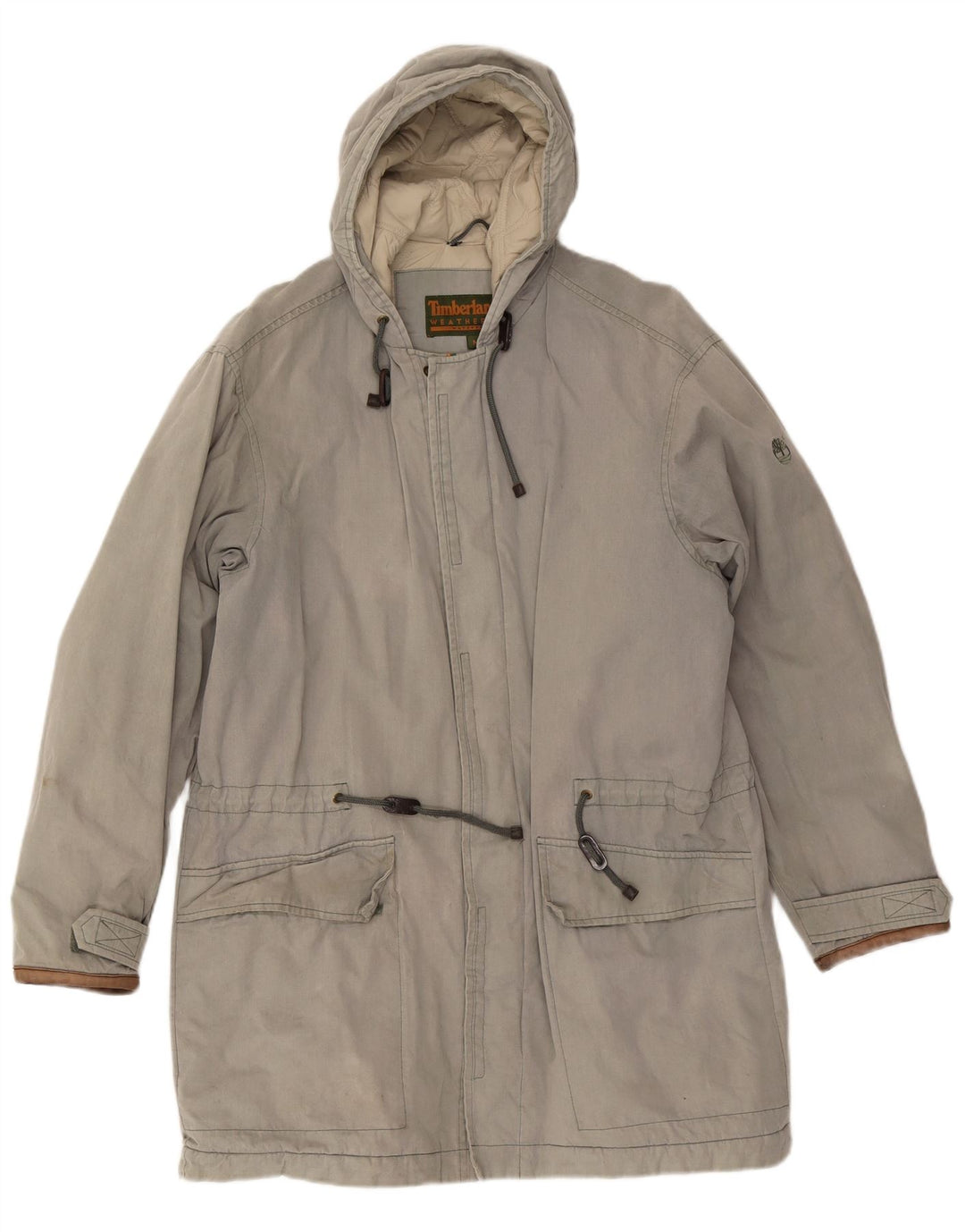 Cappotto giacca a vento con cappuccio da uomo TIMBERLAND UK 38 Cotone grigio medio