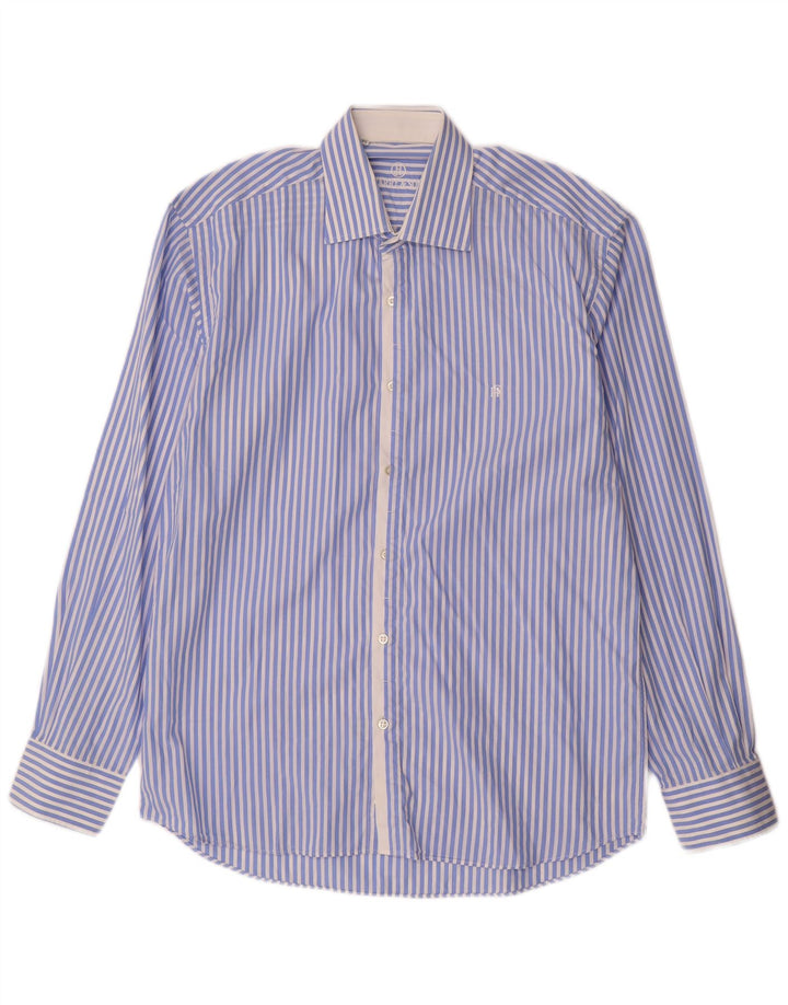 Camicia da uomo HARRY & SONS taglia 39 15 1/2 cotone a righe blu medio