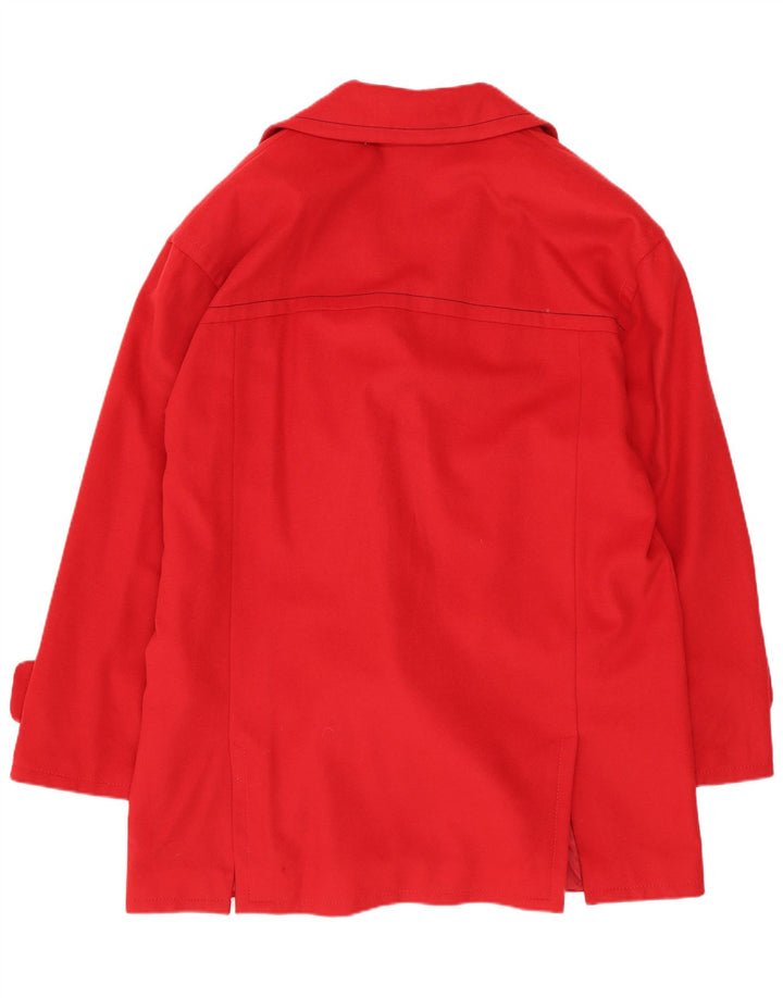 Cappotto doppiopetto vintage da donna IT 42 rosso medio in lana