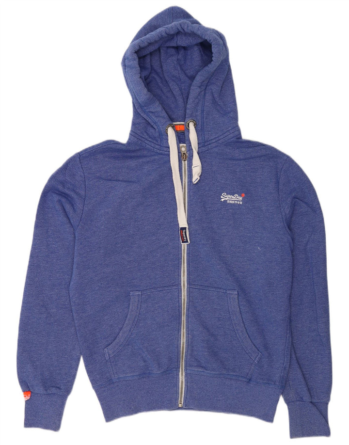Maglione con cappuccio e zip da uomo Superdry in cotone blu medio