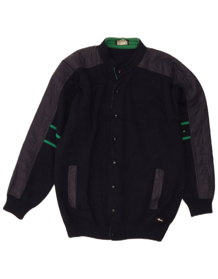Maglione cardigan da uomo Good Luck Colorblock blu navy medio