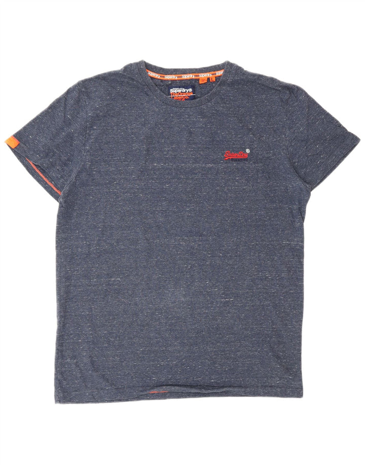 T-shirt da uomo SUPERDRY Top grande in cotone screziato blu navy