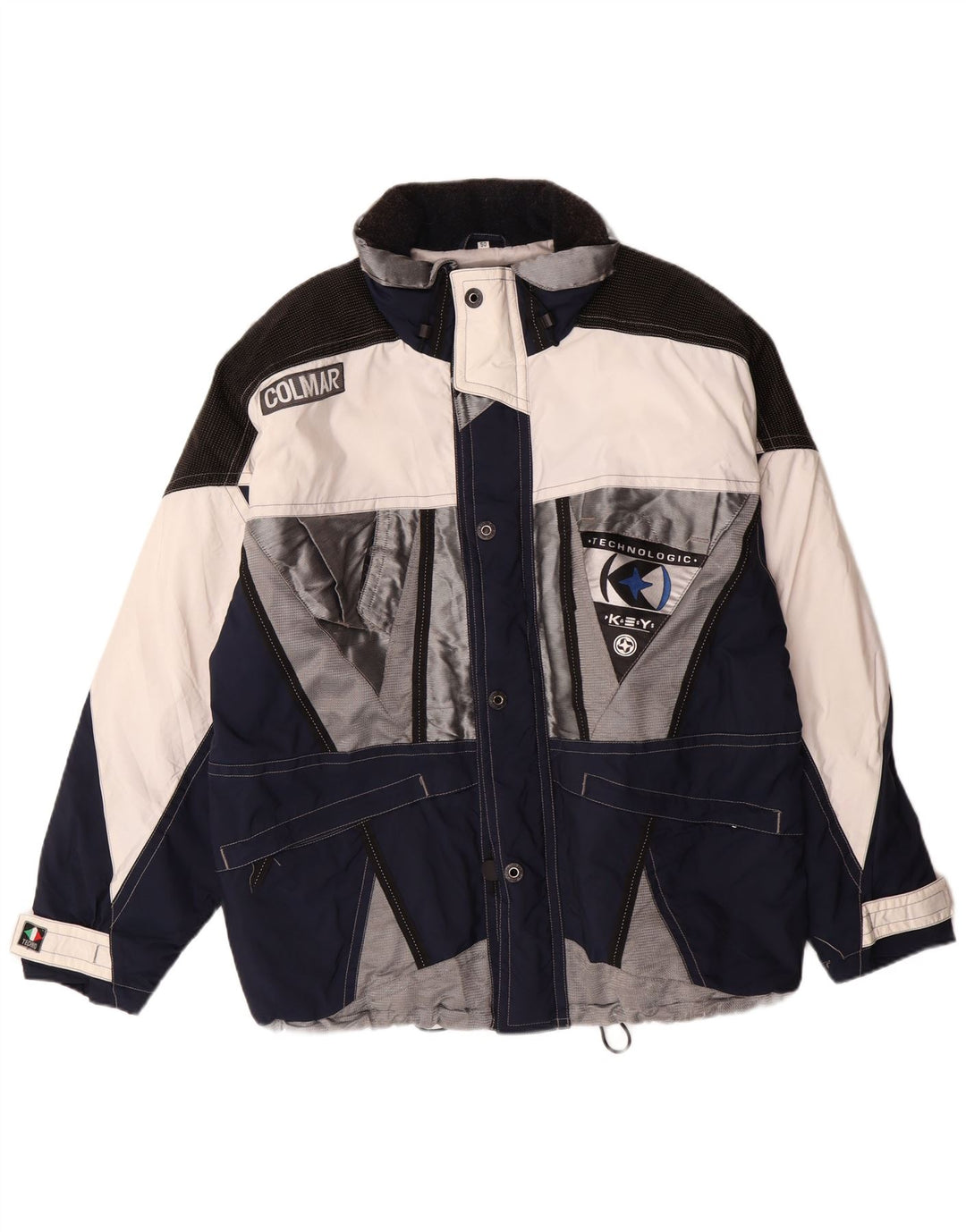 Giacca da sci con cappuccio da uomo Colmar IT 50 Medium Blu Navy Colourblock in poliammide