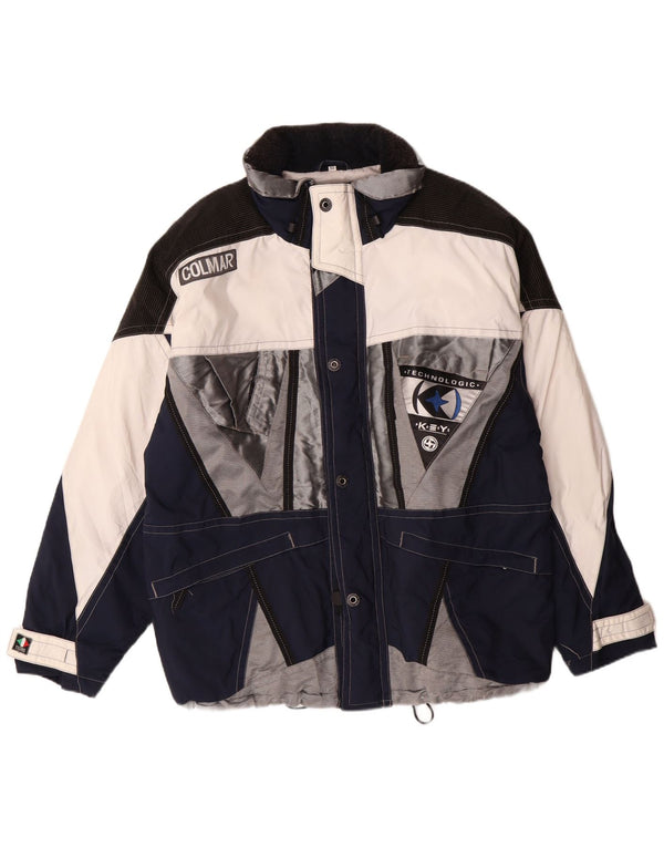 Giacca da sci con cappuccio da uomo Colmar IT 50 Medium Blu Navy Colourblock in poliammide