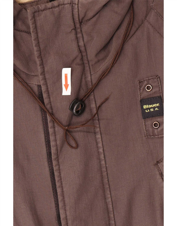 Blauer Giacca imbottita con cappuccio da uomo UK 36 Small Marrone Poliammide