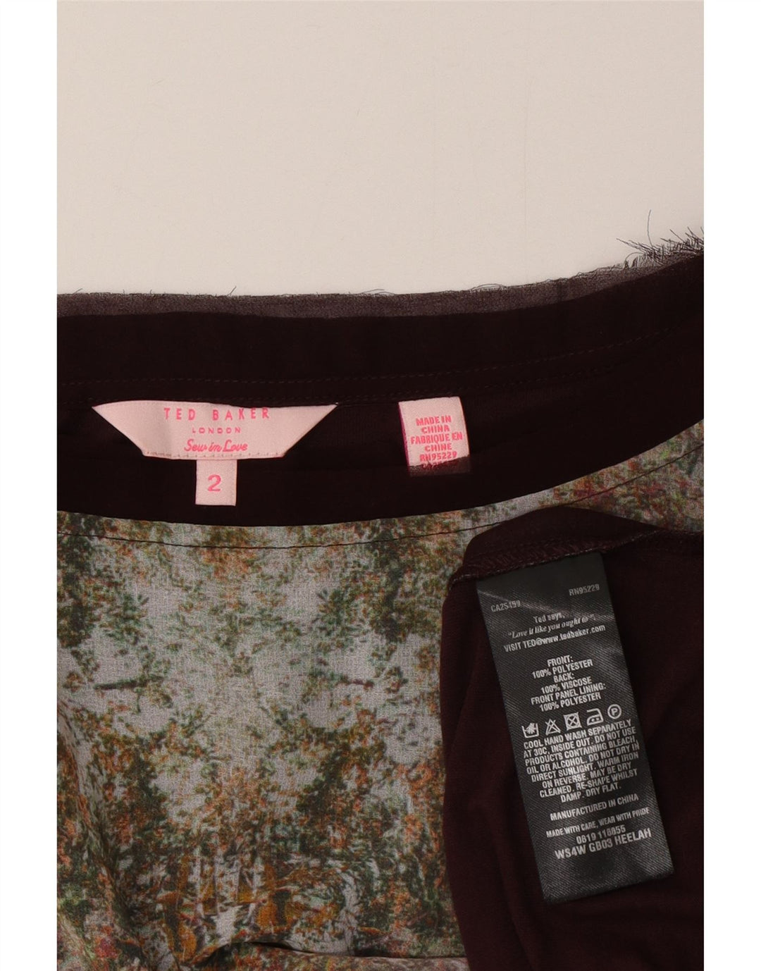 Ted Baker T-shirt grafica oversize da donna taglia 2 piccola floreale marrone