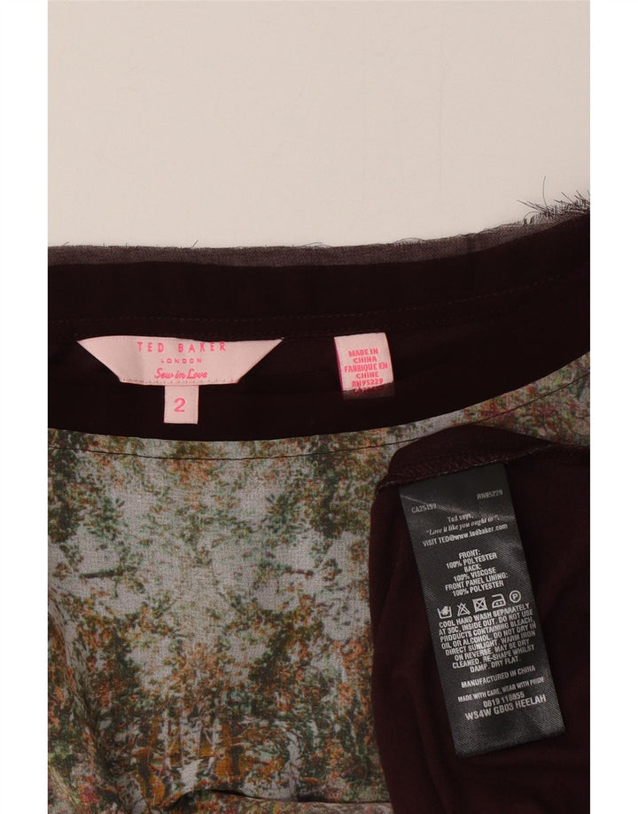 Ted Baker T-shirt grafica oversize da donna taglia 2 piccola floreale marrone