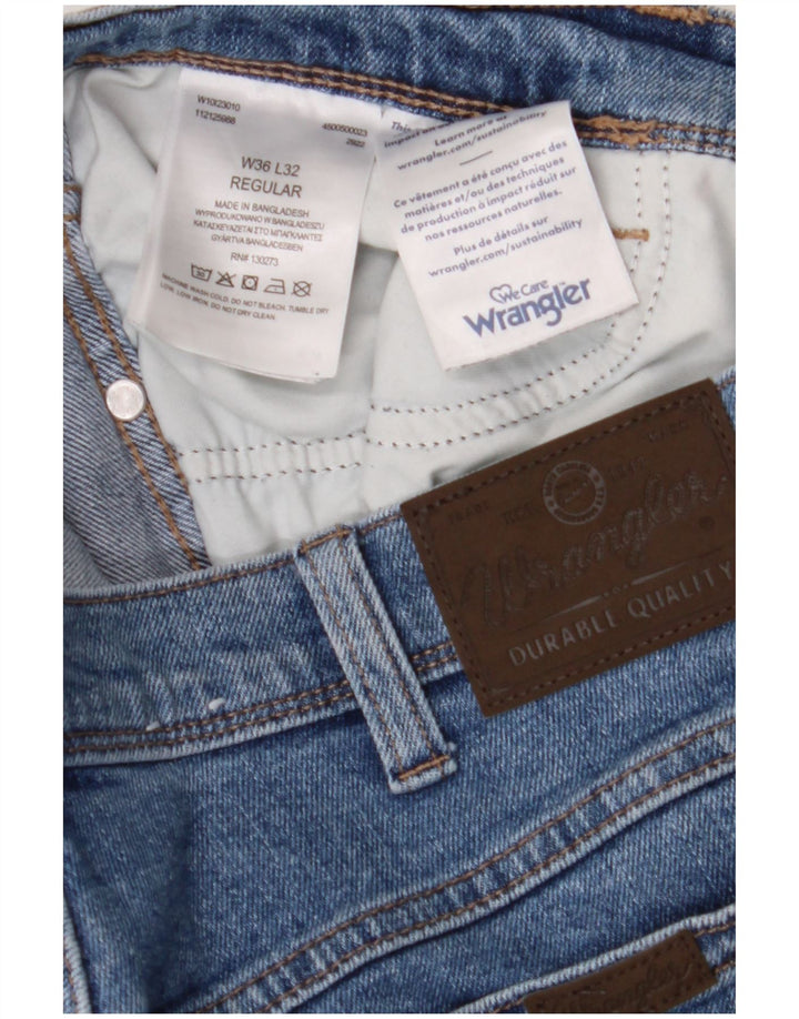 Jeans dritti da uomo Wrangler vestibilità regolare W36 L32 cotone blu