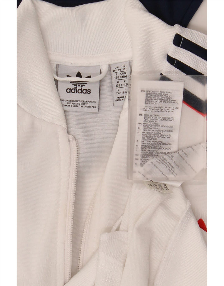 Giacca da tuta da ragazzo Adidas 11-12 anni in poliestere color block bianco