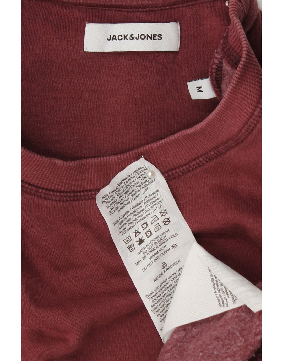 JACK & JONES Felpa con grafica da uomo in cotone bordeaux medio