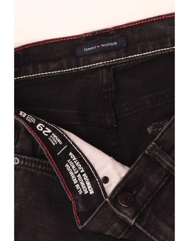 Pantaloncini di jeans slim bermuda da donna Tommy Hilfiger W29 cotone nero medio