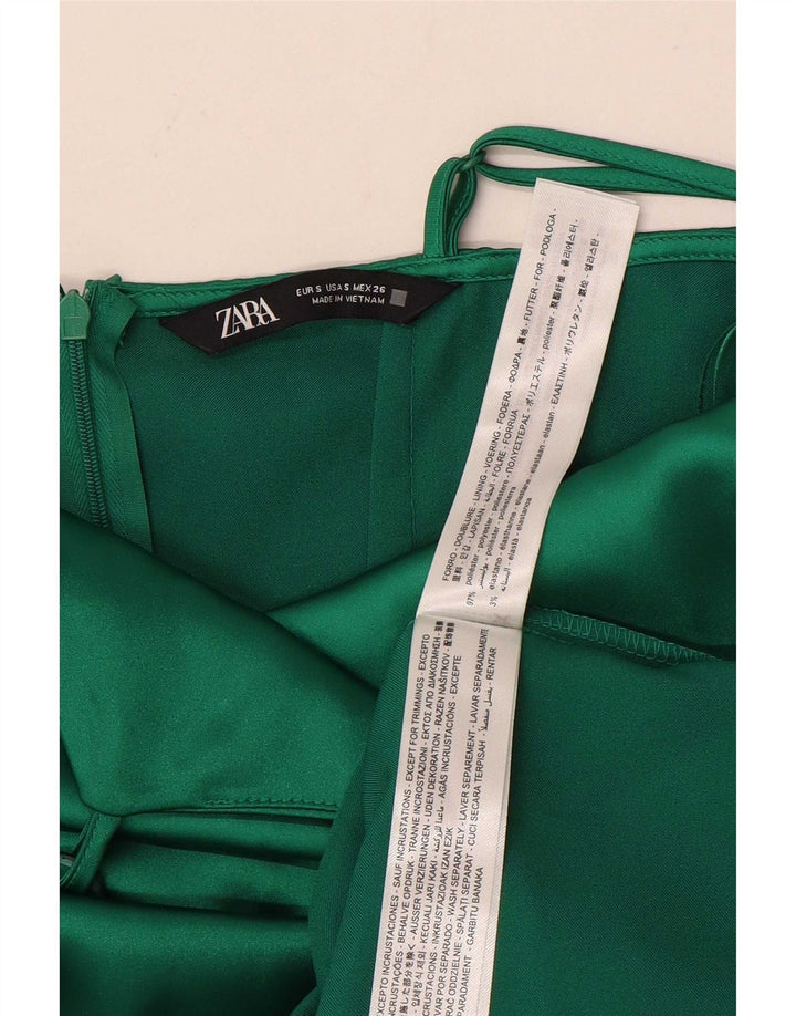 Abito sottoveste da donna Zara UK 8 Small verde poliestere