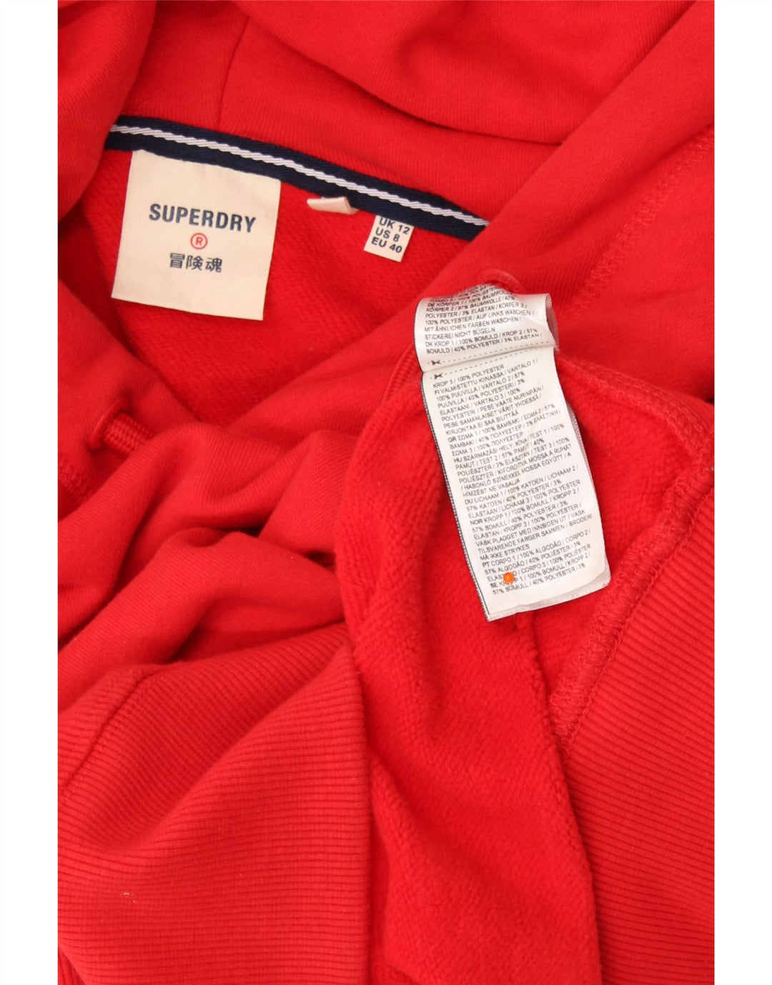 Maglione con cappuccio grafico da donna SUPERDRY UK 12 Medium Red Colourblock