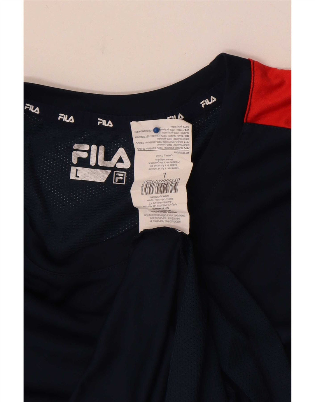 Maglietta da uomo Fila Top Large in poliestere color block blu navy