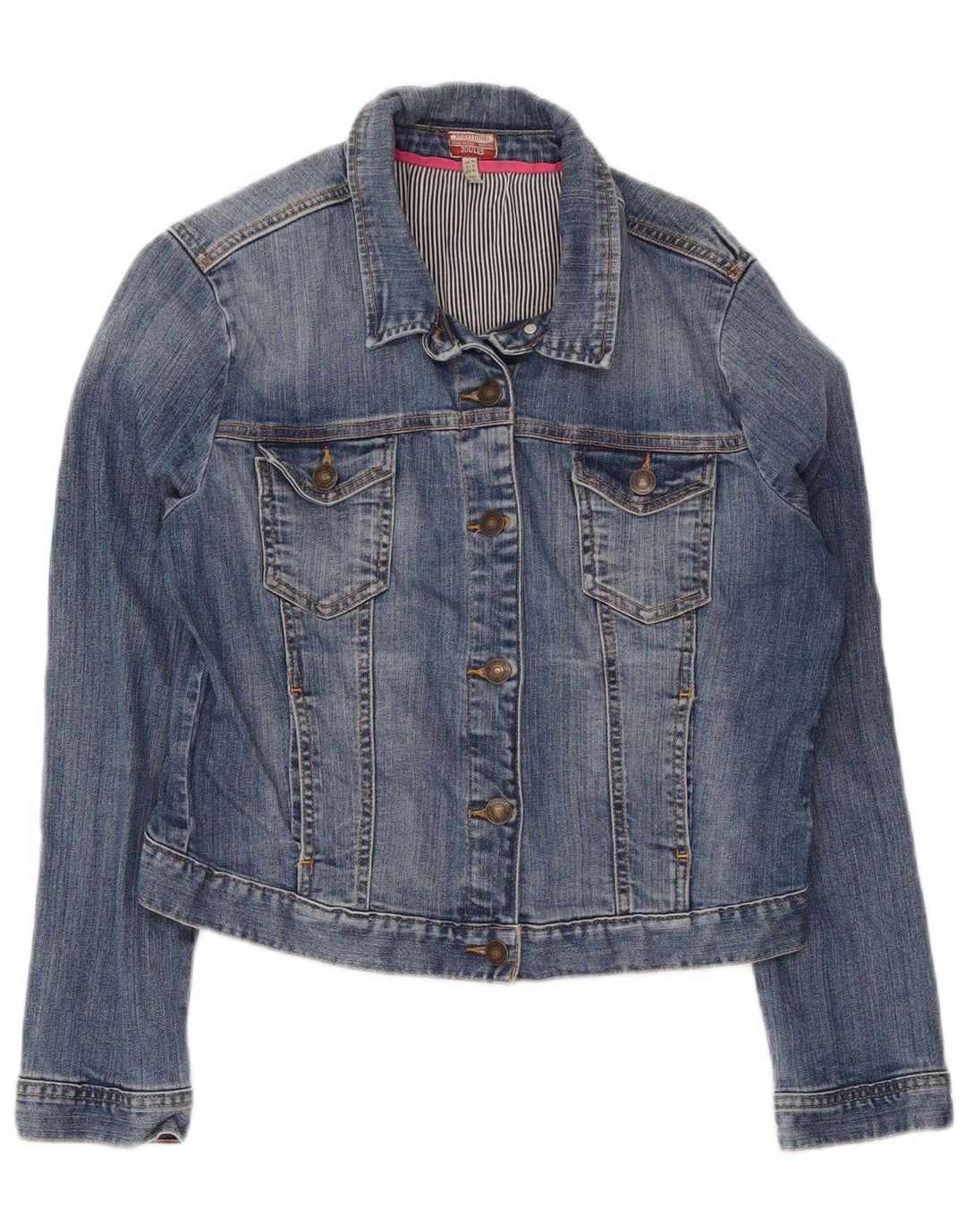 Giacca in denim corta da donna Joules UK 16 grande cotone blu