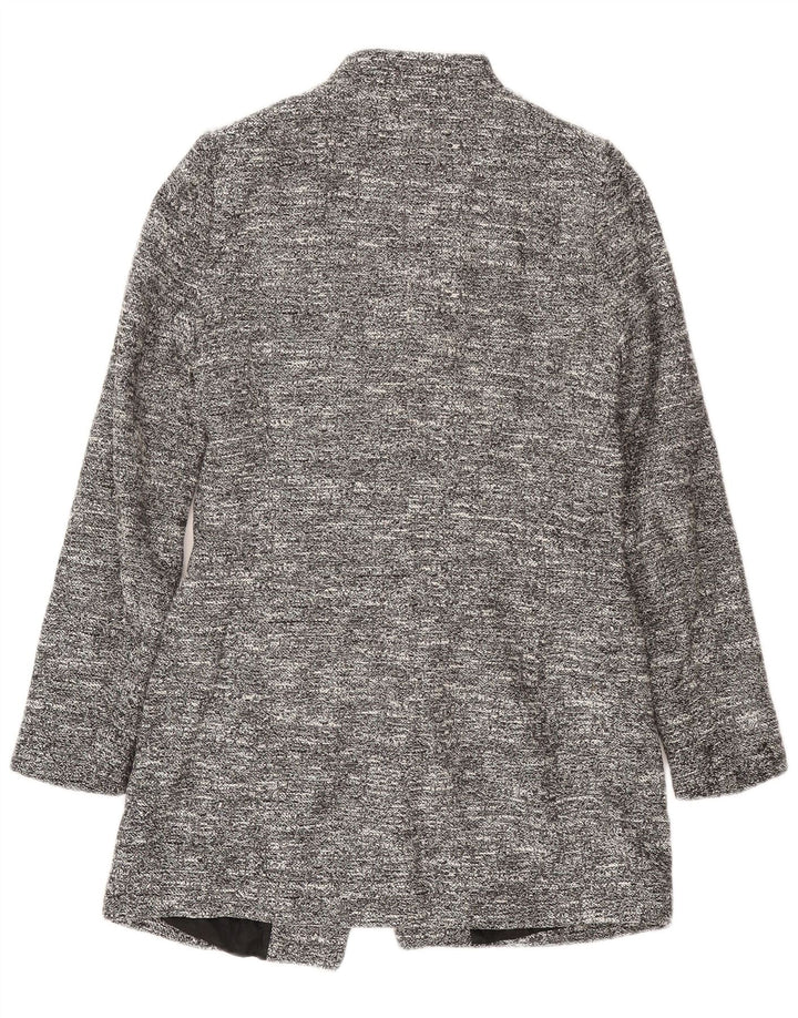 Giacca blazer lunga da donna Zara UK 12 Acetato chiazzato grigio medio